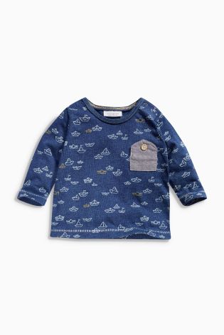 Navy Long Sleeve T-Shirts Two Pack (0mths-2yrs)